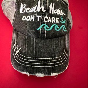 CUTE WOMAN'S DISTRESSED BASEBALL CAPS / HATS /Beach Hair Don’t Care